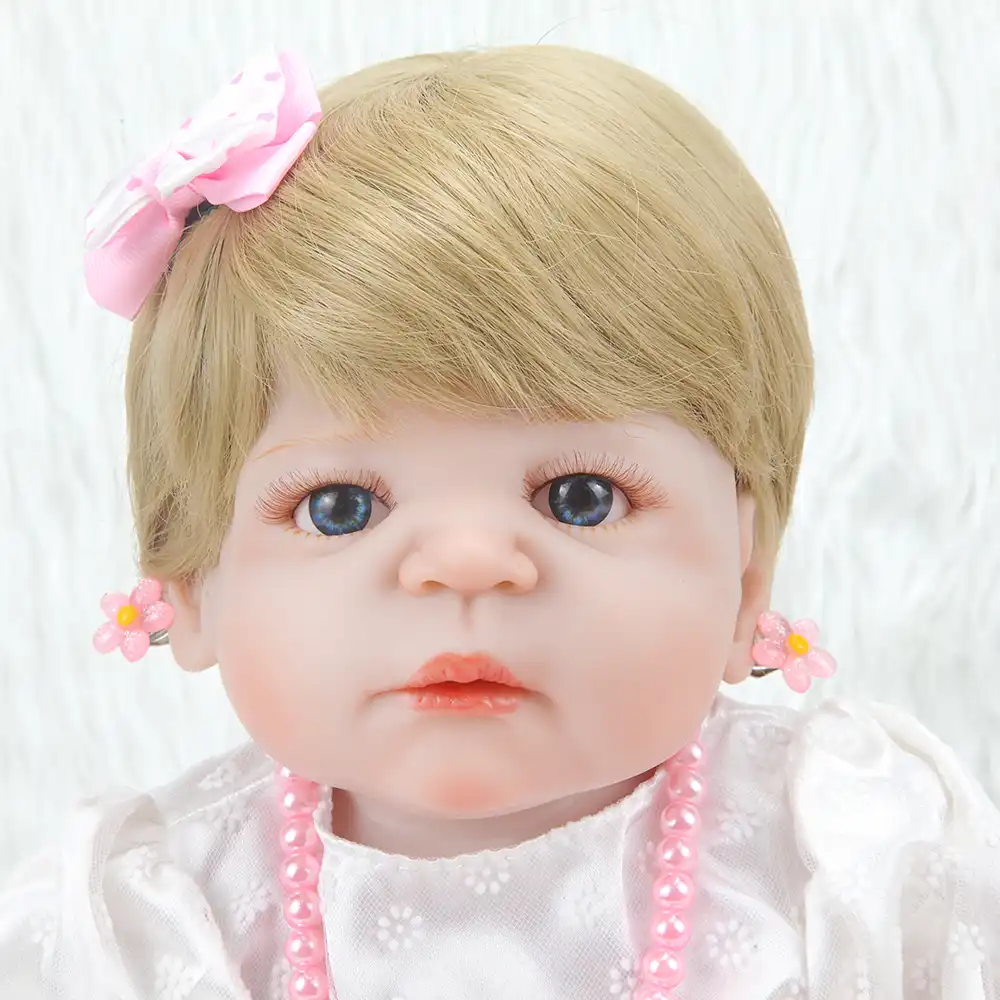22 Inch Doll Baby Resurrection Silicone Blonde Baby Girl Blue Eyed
