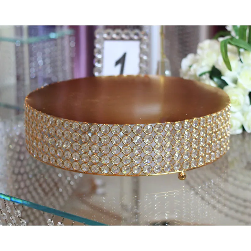 

wholesale 2pcs/lot Luxury Round crystal cake stand wedding decoration 55*55cm Gold Metal available
