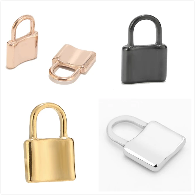 

silver/gold/black/rose gold color Stainless Steel Square Lock Pendant Necklace Padlock Charms DIY jewelry