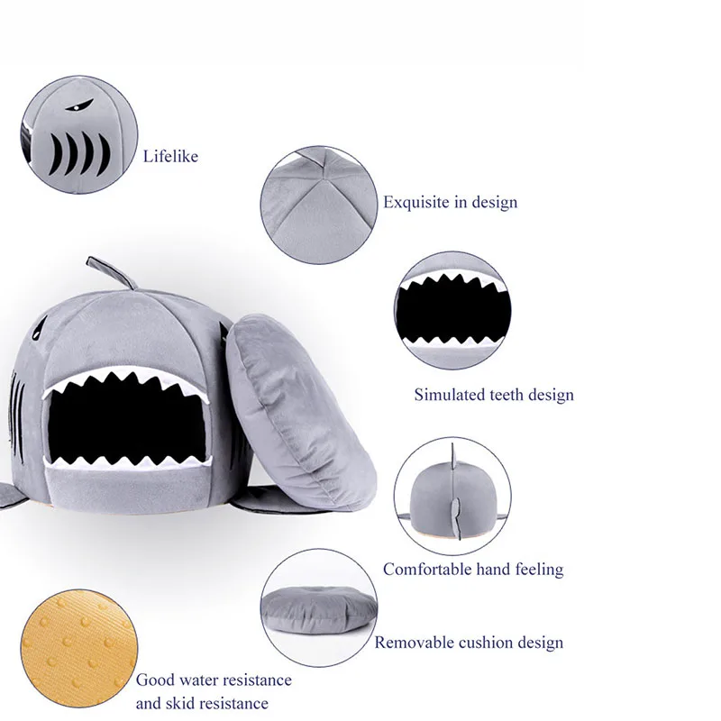 В форме акулы, домик для собаки, кошки, теплая кровать для домашних животных, спальный диван, собачий питомник, кошачье гнездо, съемная подушка для щенка, cama de para cachorro