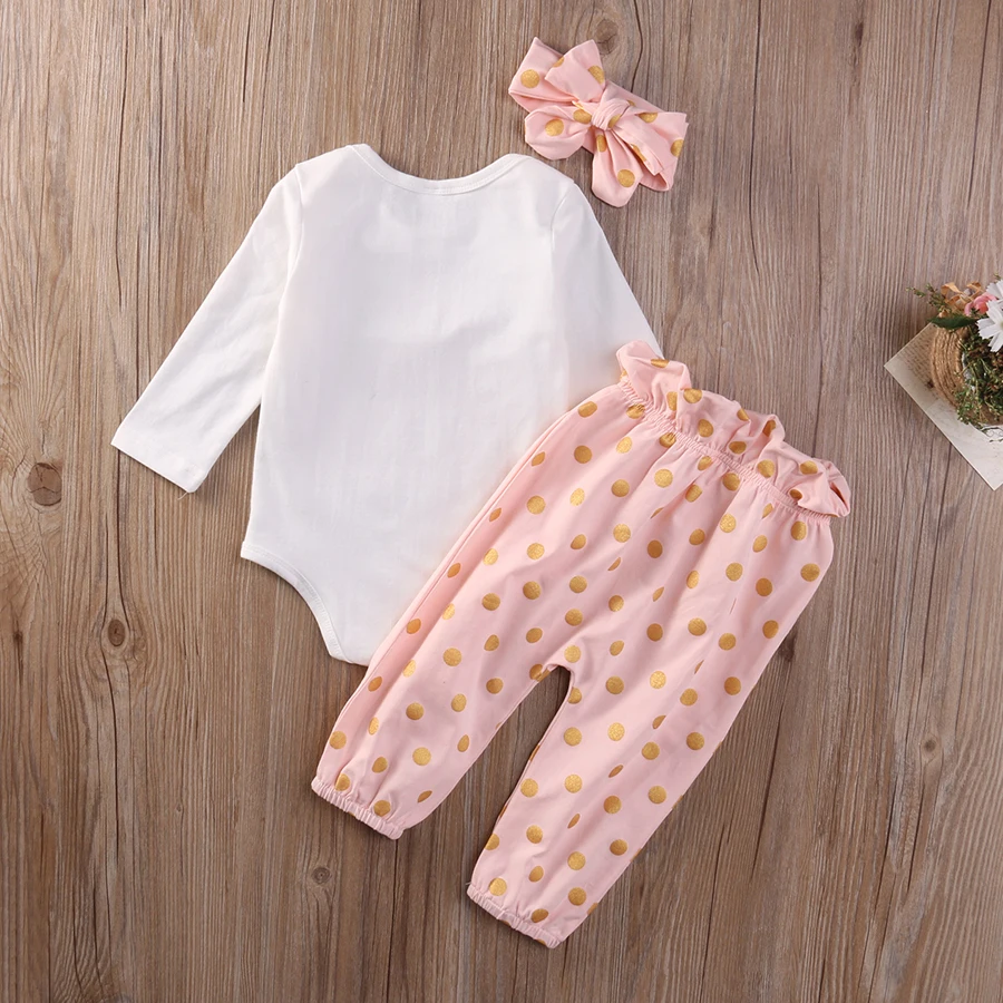 Новые поступления, 3 предмета, одежда для маленьких девочек комбинезон с длинными рукавами и рисунком кролика+ штаны+ повязка на голову, комплект одежды для новорожденных