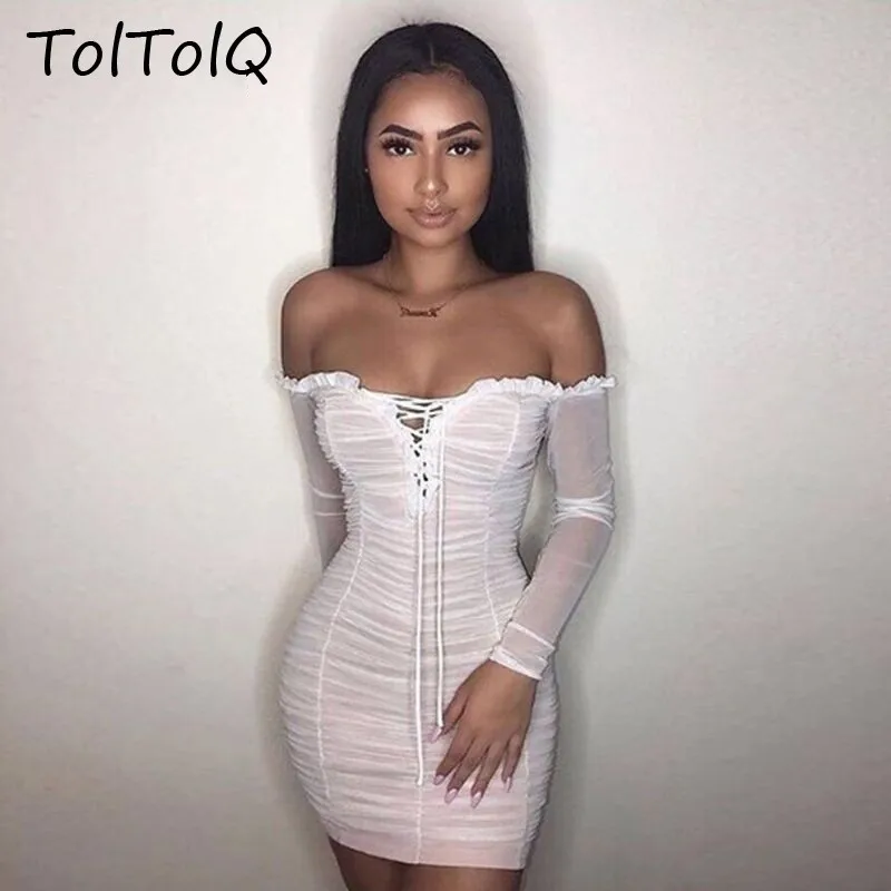 TolTolQ 2019 сексуальное платье без бретелек короткое Кружевное Женские однотонные