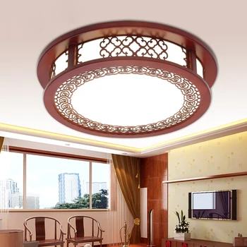 

Modern official LED circular ceiling lamps Chinese real wood art acrylic minimalist bedroom lamp Ceiling Lights LU628 ZL442