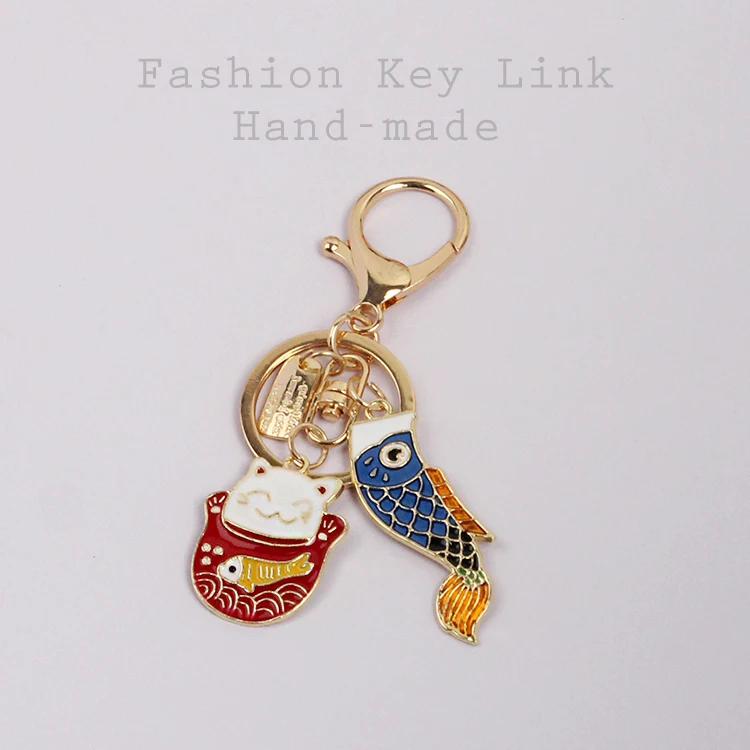 Tranditioal аниме Maneki Neko Lucky Cat Fat Fortune Cat брелок для ключей металлическое кольцо безделушки Автомобильная сумка Подвеска для женщин D279