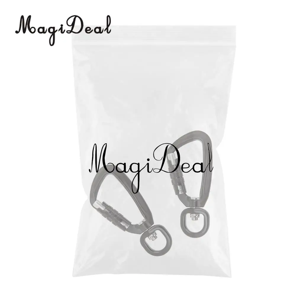 MagiDeal 2 Pieces Self Auto Lock Carabiner Swivel Rotating Ring Outdoor Keychain Hook