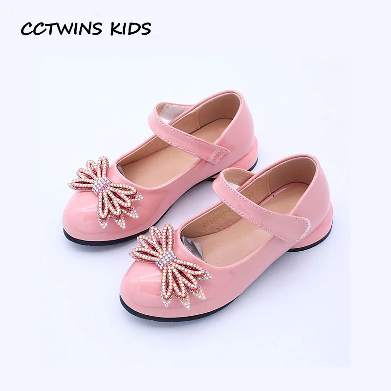 

CCTWINS KIDS 2019 Spring Children Fashion Princess Shoe Girl Rhinestone Party Heel Baby Pu Leather Mary Jane Black Baby