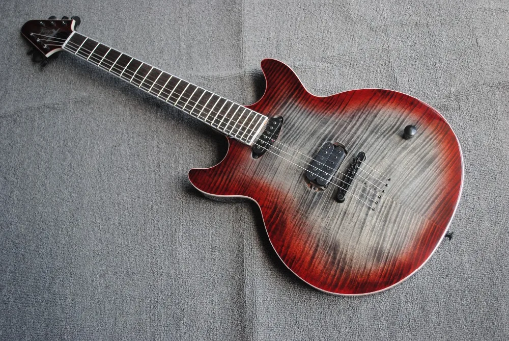 

High-end customized Chinese 6-string electric guitar, red color and black gradient, black accessories,.