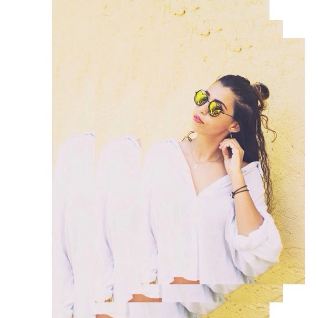 Womens Round Metal Heart Shape Hippie Circle Sunglasses