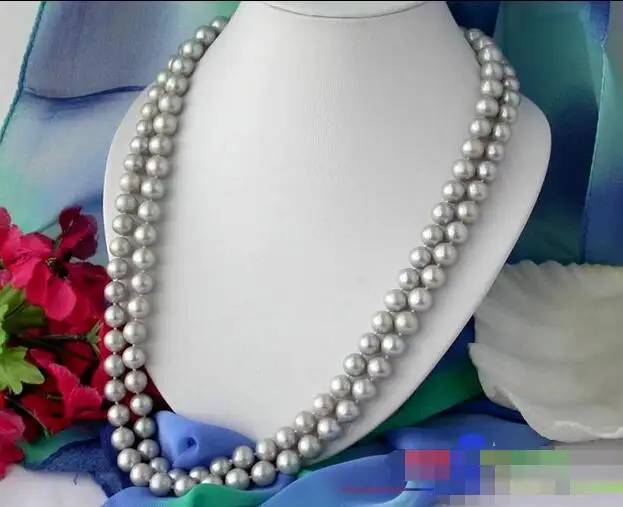 

FREE SHIPPING HOT sell new Style >>>>LONG AAA++ 50" 11MM GRAY ROUND FRESHWATER PEARL NECKLACE