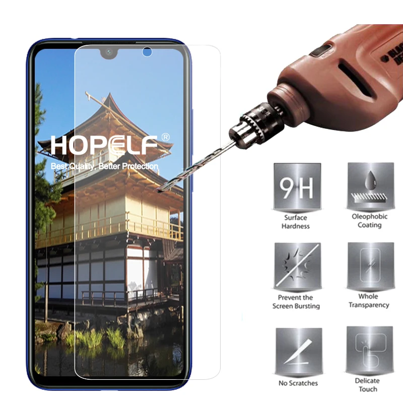 

HOPELF Tempered Glass for Xiaomi Redmi Note 7 Screen Protector 9H 2.5D on Protective Glass for Xiaomi Redmi Note 7 Glass