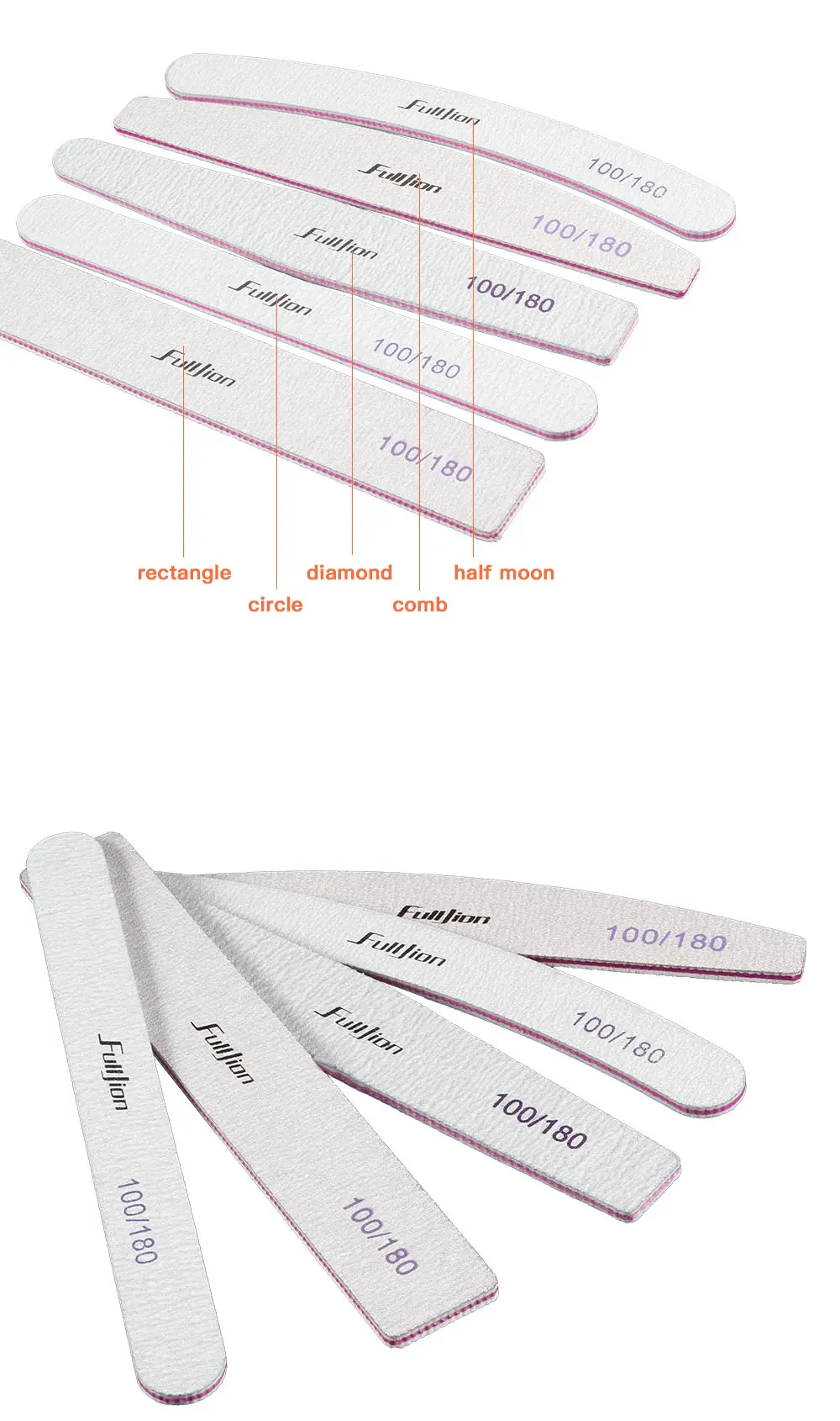Fulljion 5 шт./компл. пилочка для ногтей буфера серый пены двойной сторона буфера наждачной бумагой, пилочка для ногтей 100/180 полировки Маникюр Педикюр Инструменты
