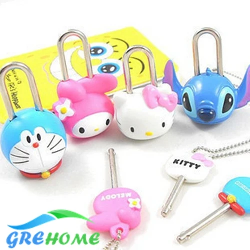 

Cartoon lovable key lock toy padlock Luggage anti-theft locks Journal padlocks with keys as child and woman gift