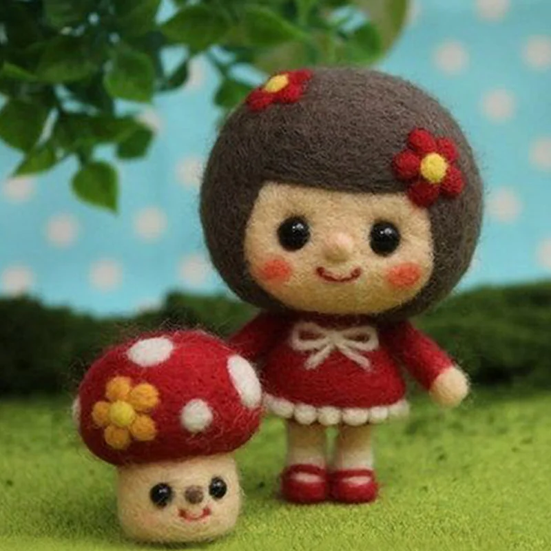 Необработанная войлочная креативная милая игрушка гриб для девочек ручной
