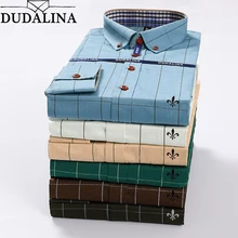 Мужская рубашка, мужская рубашка, рубашка с длинным рукавом, Клетчатая блуза, мужская повседневная рубашка, приталенная рубашка размера плюс