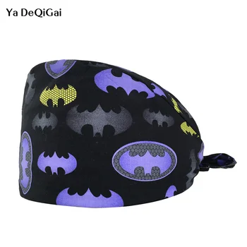 

Unisex doctor nurse scrub caps Medical surgical hat printing dental clinic surgery work caps adjustable operating hats new