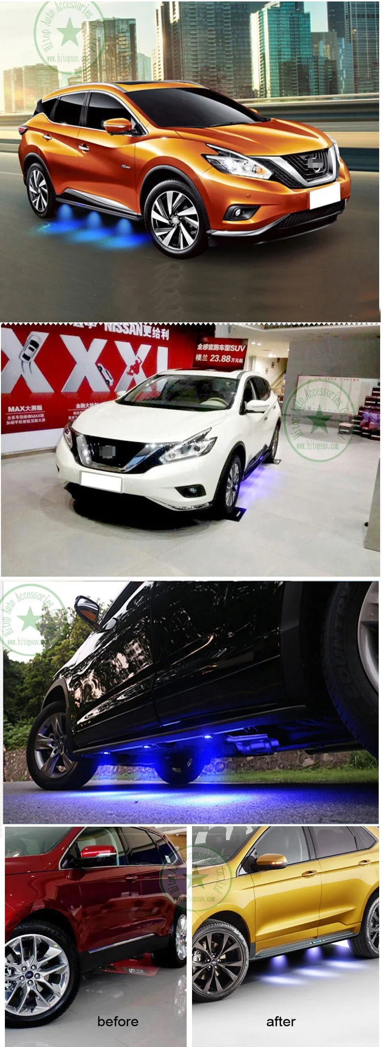 Новейший Светодиодный индикатор для бега для Nissan Murano-, синий светильник, роскошный дизайн, качество ISO9001, нагрузка 300 кг