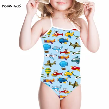 

INSTANTARTS Hot Children's Toys One Pieces Swimsuits Kids Girls Swimwear Sports Baby Cute Cartoon Bathing Suits Summer Beachwear