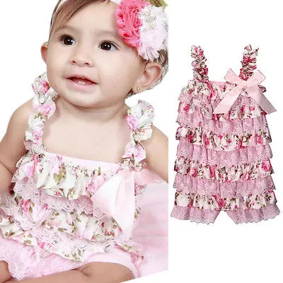 

Cute Newborn Baby Girl Summer Clothes Floral Lace Sleeveless Rompers Sunsuit Jumpsuit Playsuit Cotton Outfits