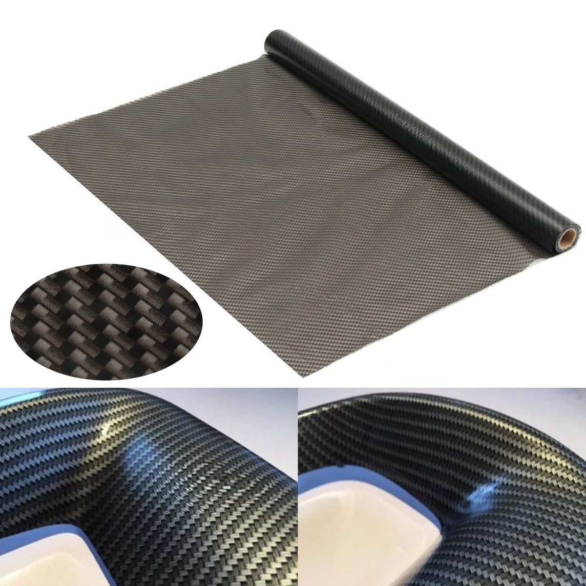 Black Water Transfer Dipping Printing Hydrographic Film Mayitr Carbon Fiber Texture Decorative Films for Auto DIY 50*500cm