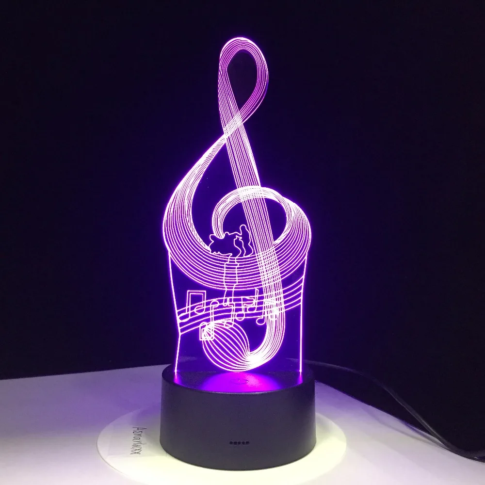 Music Notation Note Lamp 3D Night Light Kids Toy LED Touch Table Lamp 7 Colors Flashing Light Party Decorations Drop Ship