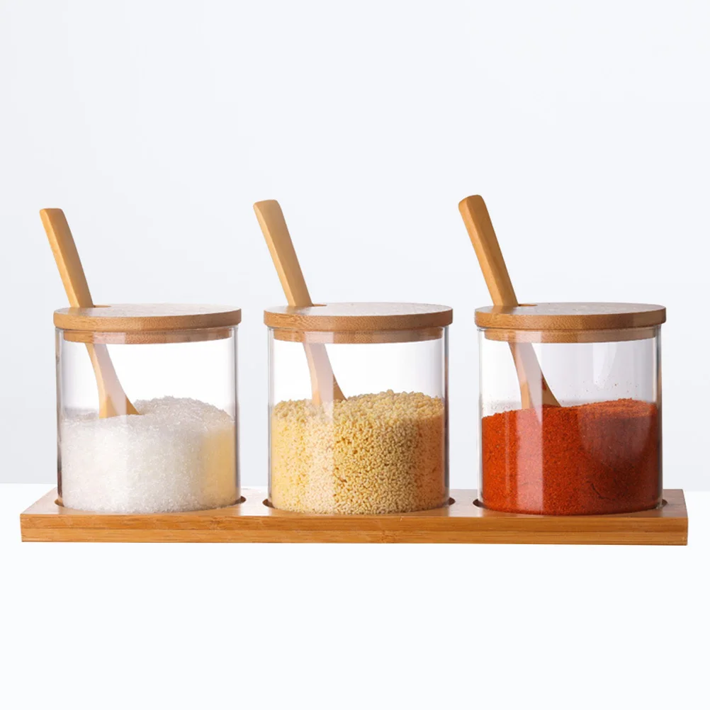 1 шт. приправа сосуд стакан ясно кухонные специи Spice организатор держатель горшок контейнер Cruet с деревянной ложкой