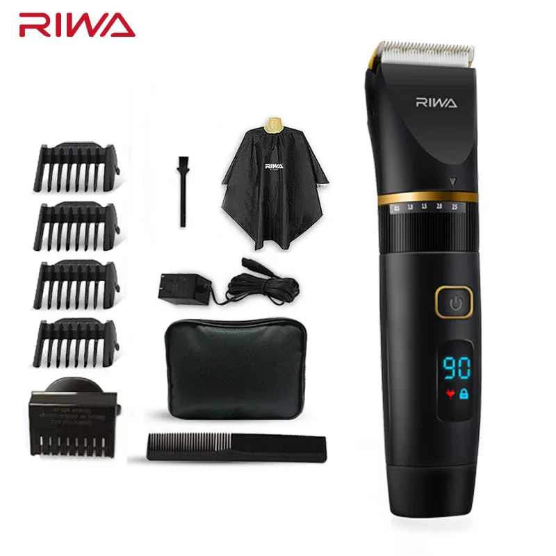 RIWA профессиональный триммер для волос с ЖК-дисплеем литиевая батарея станок для бритья моющийся титановое керамическое лезвие RE-6501