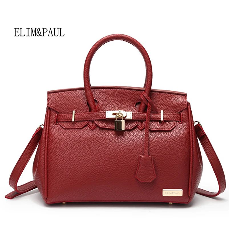 

ELIM&PAUL Women Lock Saffiano handbags Women Genuine Leather Commuter Office Scarves Ring Jelly bag Women's Pouch Bolsas H-Q#34