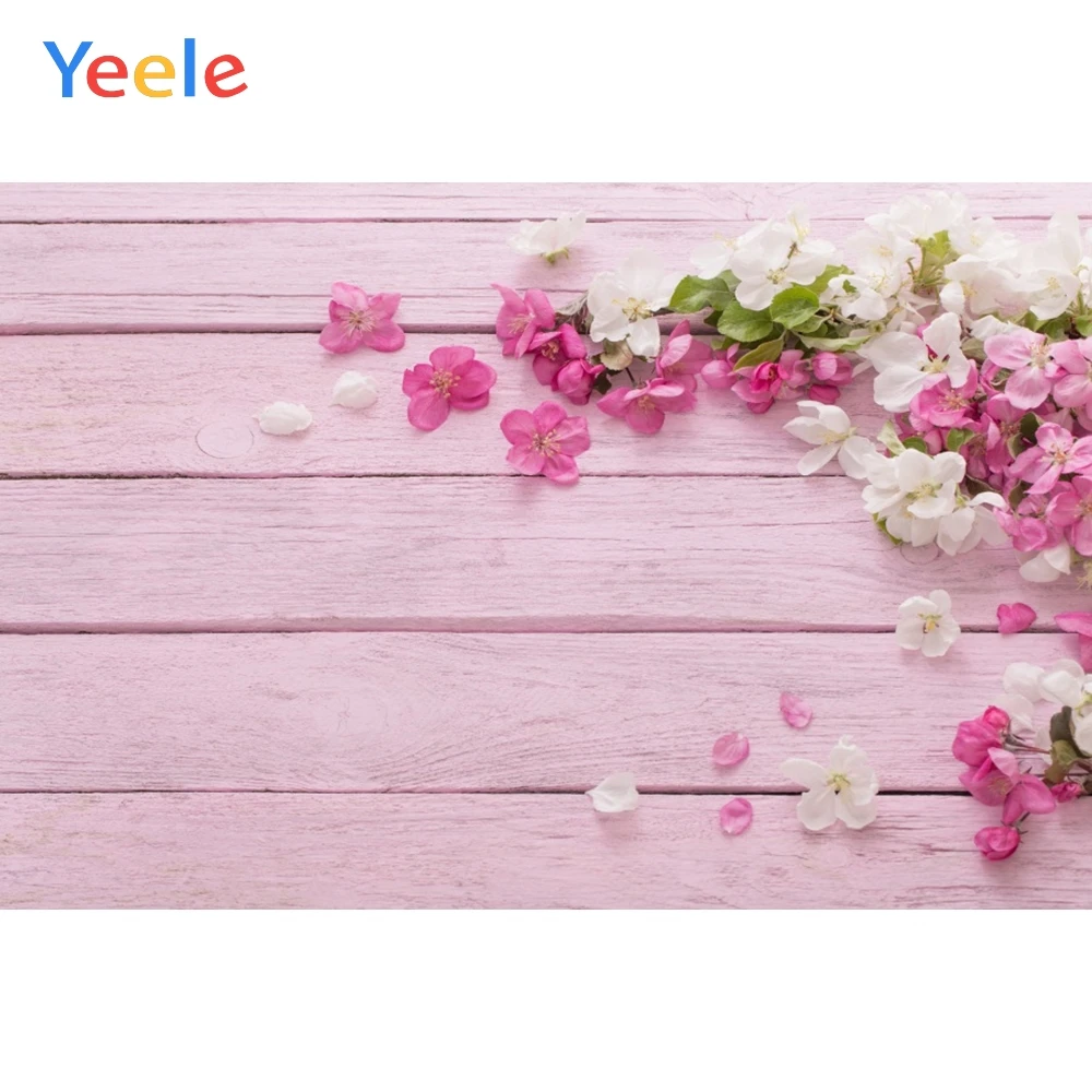 

Yeele Wooden Board Pink Flower Backdrops Baby Food Cake Photography Background Customized Photographic Backdrop For Photo Studio