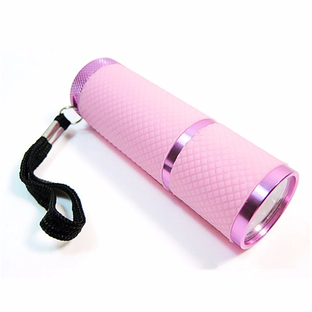 1 x Mini Portable Aluminum UV Torch 9 LED Night Light AAA Flashlight Pocket Lamp