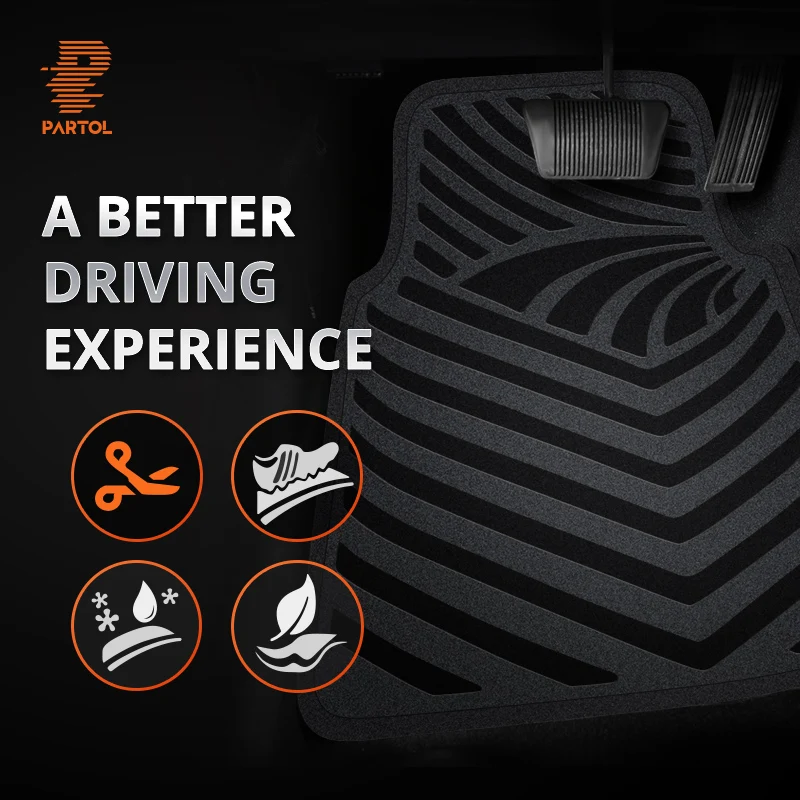 Partol Black 4Pcs Universal Car Floor Mats Anti-Slip Durable Flexible Auto Floor Mats Interior Car Styling for Fiat Lada VW Golf Partol Black 4Pcs Universal Car Floor Mats Anti-Slip Durable Flexible Auto Floor Mats Interior Car Styling for Fiat Lada VW Golf