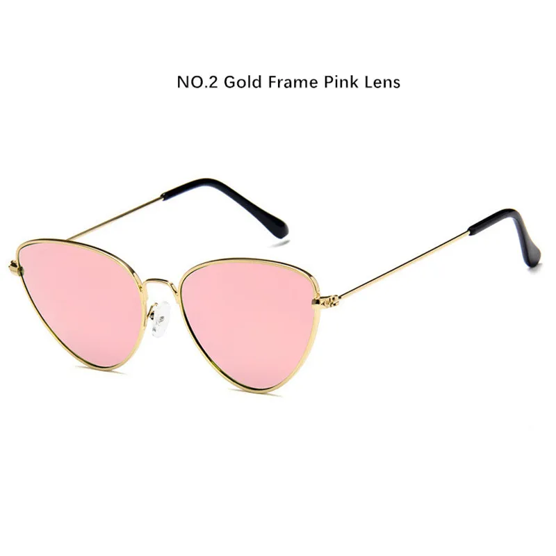 Калейдоскоп очки Для женщин Солнцезащитные кошачий глаз солнцезащитные очки женский желтый красный линзы очков металлический каркас очки - Цвет линз: pink