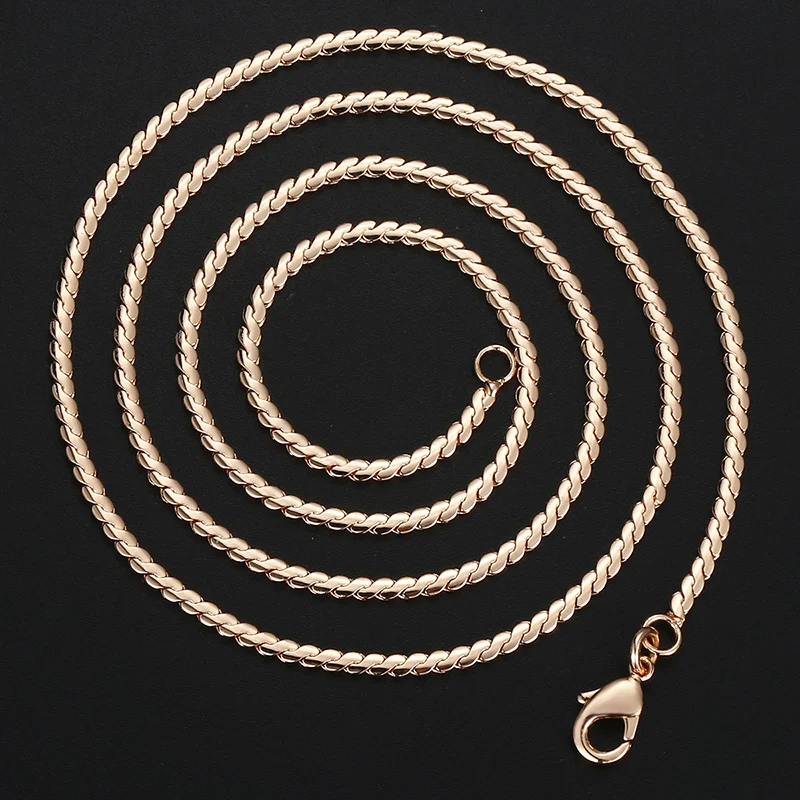 

585 Rose Gold Necklace For Women Serpentine Link Herringbone Chain Womens Necklace Drposhipping Jewelry Fashion Gifts 2mm DCN16