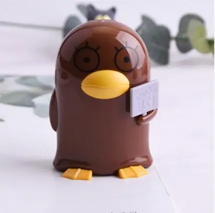 Lymouko дизайн милый пингвин утка с зеркальным контейнером контактные линзы коробка для комплекта для женщин подарок для девочек чехол для контактных линз - Цвет: Коричневый