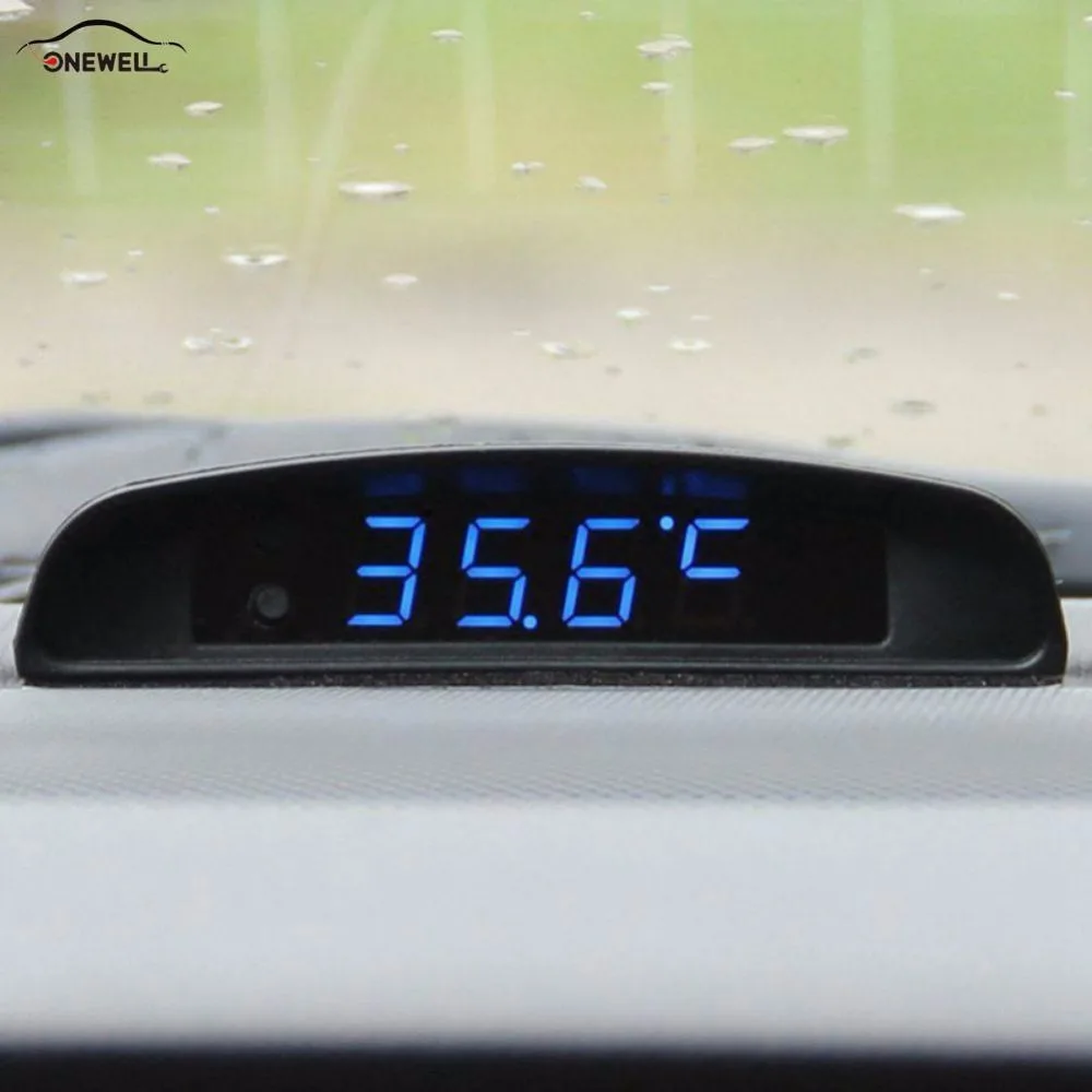 

ONEWELL 3 In 1 Auto Clock Thermometer and Voltage Monitor Car Electronic Clocks Night Lights Temperature Voltage Meter