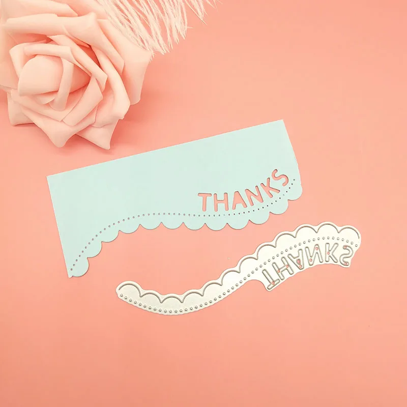 

Thanks wave scallop edge Border Metal Cutting Dies Punch Knife Mold For DIY Clear Stamp Scrapbooking Paper Card Craft Dies