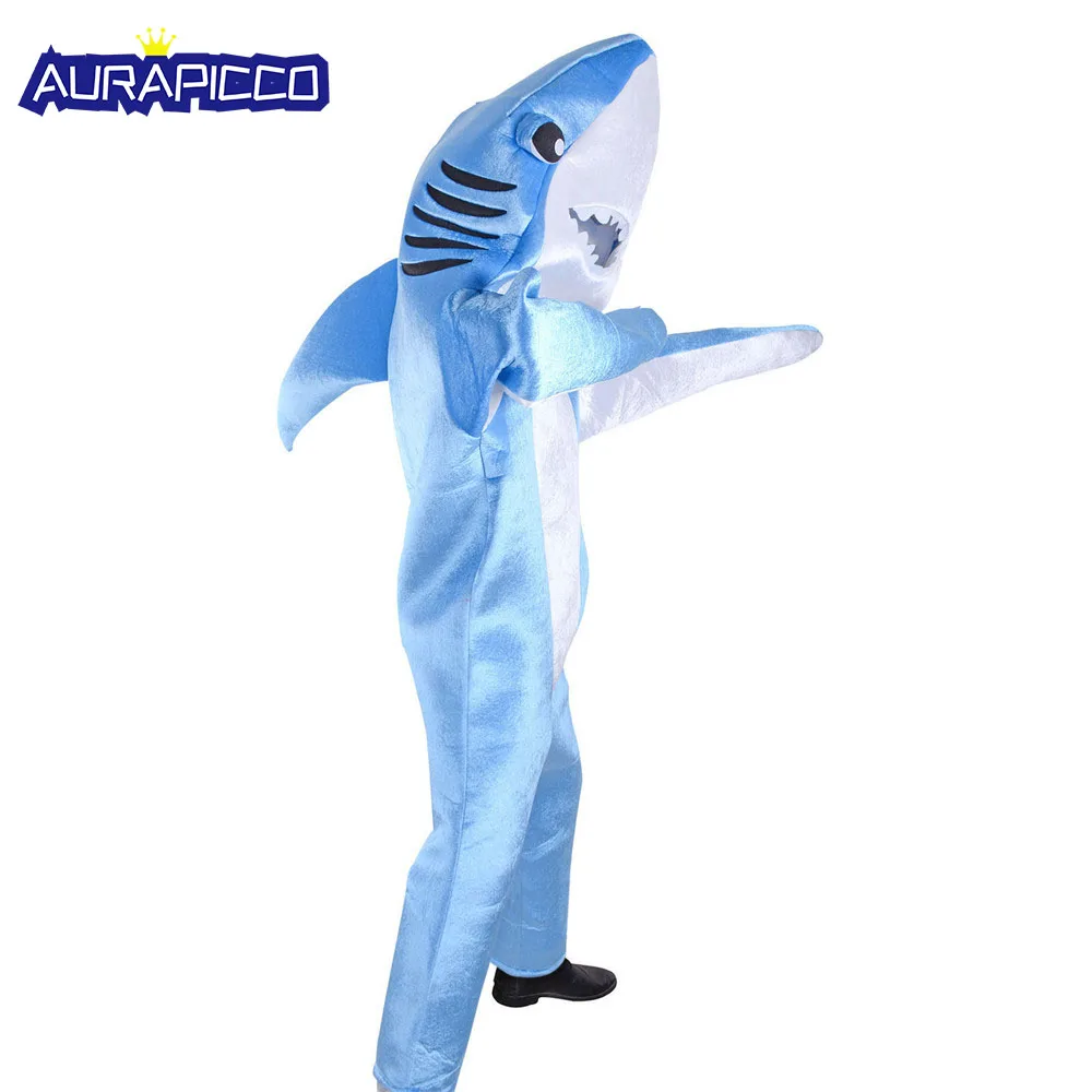 

Blue Shark Costume Adult Kids Party Shark Mascot Jumpsuit Animal Costume Halloween Costume For Kids Fancy Dress Carnival Gift