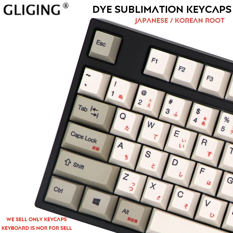 

108-key Russian/Korea/Japanese Root Dye Sublimation Keycaps OEM Profile Thicken PBT Keycaps For Cherry MX Mechanical