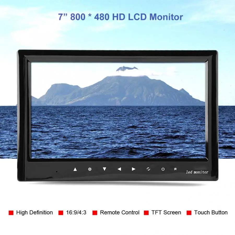 

7inch Digital Vehicle LCD Monitor Touch Button Rear View Display for Car Bus Harvester