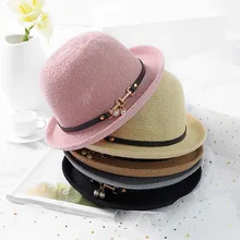 Новое Тканое ведро Женская Летняя шляпка солнцезащитный козырек ремень перламутровый чайник шляпа женская шляпа