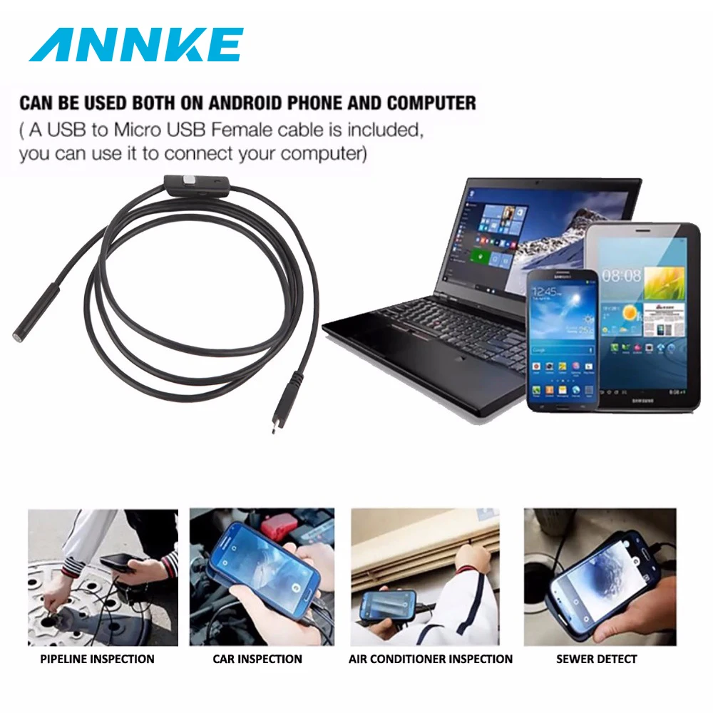 

7mm&1M-5M 5mm&1.5M-5M Android Endoscope 5mm 6 LED USB Waterproof Borescope Inspection Camera Snake Tube Pipe Mini Cameras