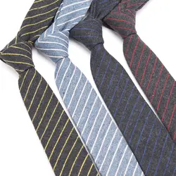 Для мужчин s тонкий галстук хлопок полосой строгие Галстуки для Для мужчин модные Бизнес Свадебный галстук платье рубашка Аксессуары шеи