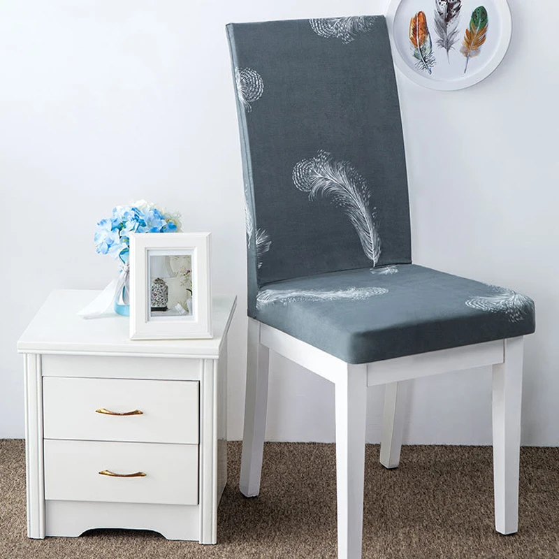 

Homing Feathers Floral Print Pattern Spandex Elastic Removable Dining Stretch Chair Cover Hotel Party Banquet Chair Seat Cover