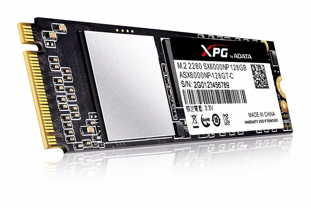 ADATA XPG SX6000 PCIe 128GB 3D NAND PCIe Gen3x2 M.2 2280 NVMe 1,2 R/W до 1000/800 МБ/с. Твердотельный накопитель(ASX6000NP-128GT-C