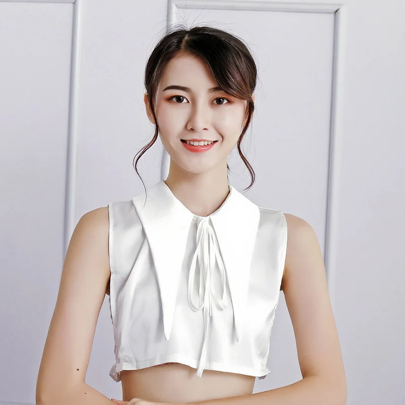 

Droppshiping Women Fake Collar Bowknot Adjustable Detachable Half Shirts for Matching Tops dg88