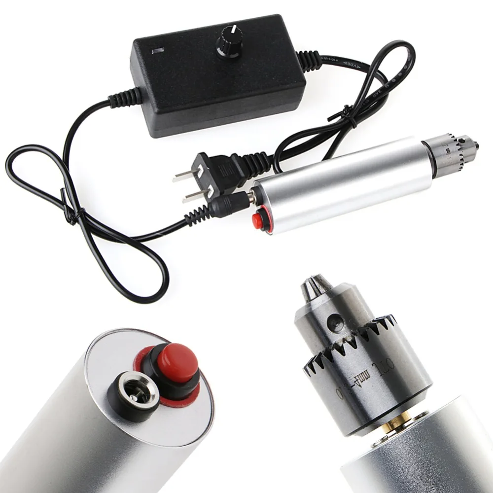  DC 3V-24V Mini Electric Hand Drill Rotary Tool DIY 385 Motor w/ 24V Power Supply