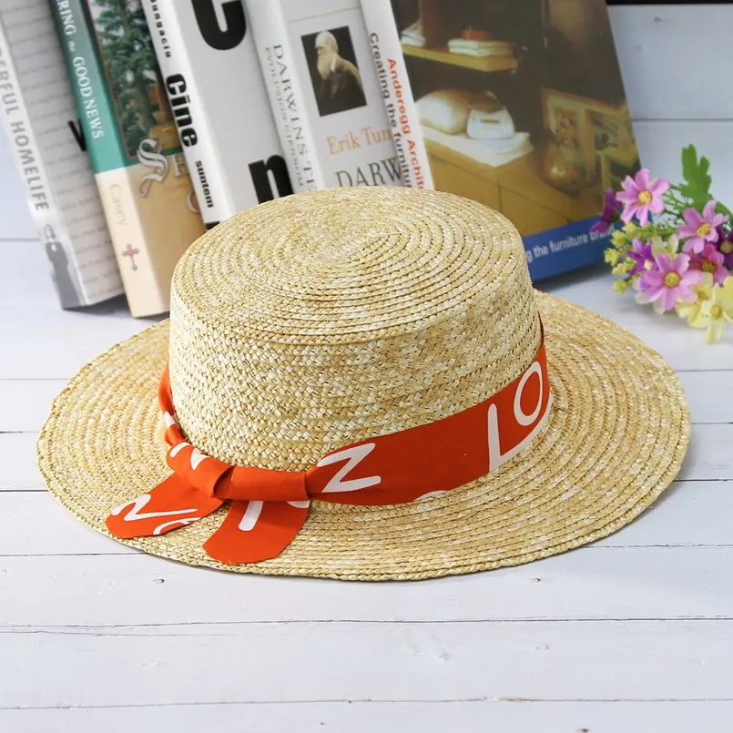 

GEMVIE Street Fashion Summer Hats For Women New Straw Hat Wide Flat Brim Straw Woven Sun Hat With Ribbon Lady Holiday Beach Hat