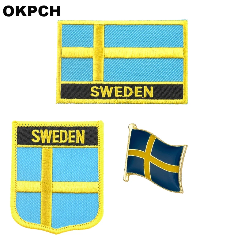 

Sweden flag patch badge 3pcs a Set Patches for Clothing DIY Decoration PT0148-3