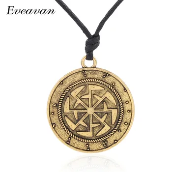 

EUEAVAN 30pcs Slavic Pattern Ethnic Statement Necklace Sun Wheel Pendant Zinc Alloy Vintage Jewelry Antique Silvery/Gold Color