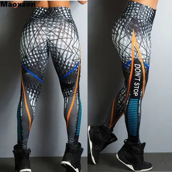 

Maoxzon Womens Print Sexy Fitness Slim Bodycon Leggings Trousers For Female 2018 New Fashion Active Workout Elastic Skinny Pants