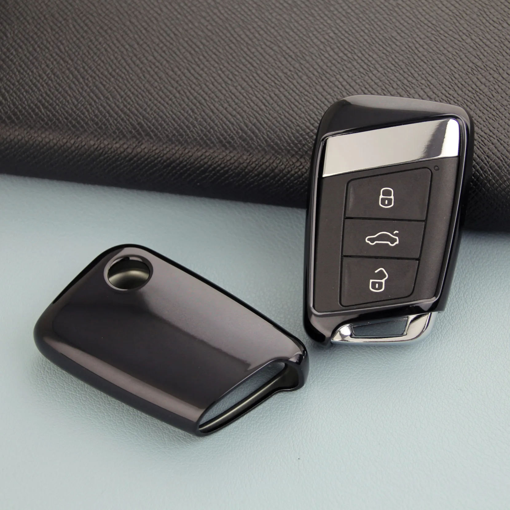 

Black Smart Car Key Fob Cover Case Holder Shell For Volkswagen VW Arteon Atlas Jetta Teramont Passat B8